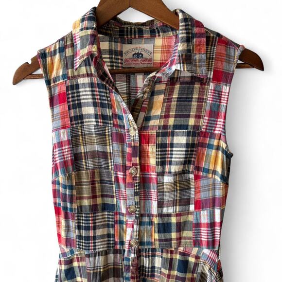 Kiel James Patrick Madras Patchwork Shirt Dress Summer Soirée Size 0 - Picture 3 of 7